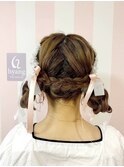 ツインシニヨン編み込みアレンジ