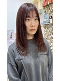 顔周りレイヤースタイル レッドブラウン【横浜】k