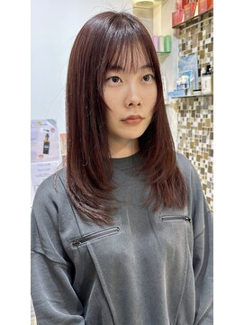 ネオリーブアイム 横浜西口店(Neolive aim) 顔周りレイヤースタイル レッドブラウン【横浜】k