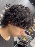 渋谷波巻きパーマスパイラルパーマサーフカールメンズボブウルフ