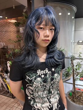 エルム 原宿 表参道(yelm) 【ネイビー×レイヤー】#ダブルカラー#ケアブリーチ#韓国