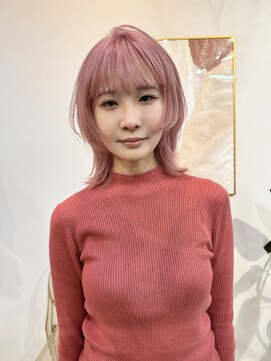 ラニヘアサロン(lani hair salon) ピンクカラー/小顔レイヤー/ブリーチ/ハイトーン/レイヤーボブ