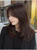 かきあげミディアムレイヤー 海外ヘア 30代40代におすすめ