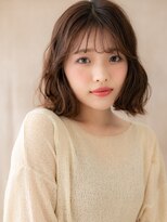 カバーヘア ブリス 北浦和(COVER HAIR bliss)&nbsp;フレンチバングブリーチなし抜け感ゆるふわボブパーマ20代30代X