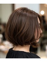 ルシードスタイル アウラ 松戸市五香(LUCIDO STYLE Aura)&nbsp;レイヤーヘアー×小顔に見せるヘア×ココアベージュ 大人ボブ