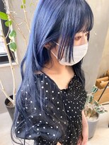 テトヘアー(teto hair)&nbsp;ネイビー  青髪 ブルーカラー 姫カット ブルーグレー