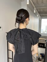 20代30代◎結婚式アッシュカラーこなれ大人まとめ髪カチモリ金箔