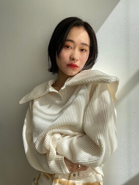 エイチ 梅田(H) くびれヘアアプリコットオレンジハイライトカラーウルフカット