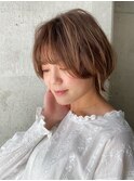 マロンベージュ/ショート/前髪/レイヤー/髪質改善/縮毛矯正/池袋