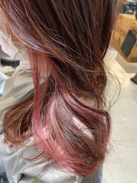 ヴィーヴォ 天六店(VIVO) 【VIVO】池田晃久 インナーカラー ピンク セミロングヘア