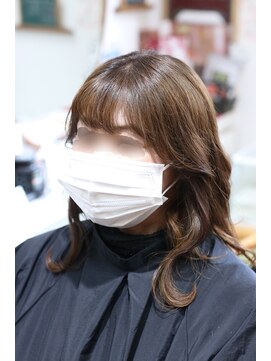 しもやま美容室 白髪ぼかしダブルカラー/顔まわりカット/くびれ巻き