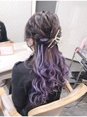 #ハーフアップ #パープル