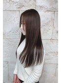 大人可愛い 艶髪 ナチュラルストレート ココアベージュ