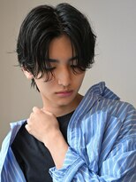 ニュアンスパーマアッシュブラックウルフ波巻きスパイラル渋谷
