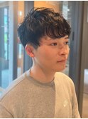 ツーブロック マッシュショート ツイスパ 黒髪 20代30代