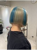 ぱつっとボブ×デザインカラー