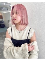 ピンクヘアー×ホワイトピンク×ボブカット