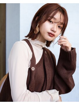 ガレリア 名駅オーキッドビル店(GALLARIA) こっくりカラーラベンダー艶カラー外ハネミディアム長め前髪