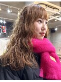 ロングパーマコテ巻き風パーマゆるめパーマゆるふわパーマ