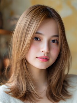 サロンドアイ(salon de i) やわらかミディアムレイヤー × ベージュグレージュ