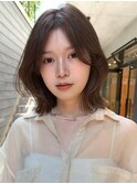 顔まわりレイヤーボブワンレンひし形フレンチバング外ハネ