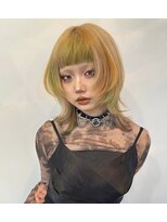 アリー 原宿(ALLY)&nbsp;ケアブリーチリタッチハイトーンウルフカットデザインカラー