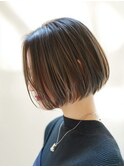 透け感ボブ×インナーカラー｜こなれショート