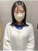 【中澤彩乃】切りっぱなしミディアムシースルー前髪グレージュ