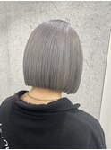 前下がりボブ 切りっぱなしボブ ショートボブ グレージュカラー