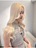 9290渋谷ブロンドミルクティーアッシュホワイト韓国ワンホンヘア