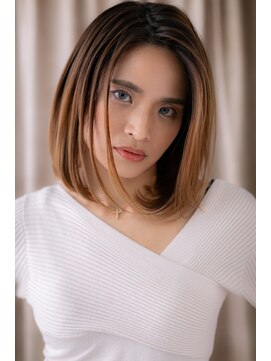 カバーヘア ブリス 戸田公園西口店(COVER HAIR bliss) □艶カラー前下がりかきあげボブディ301戸田公園20代30代40代