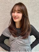 中川智帆/チェリーブラウン/ホワイトグレージュ/ミニウルフ/前髪