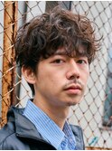 渋谷メンズパーマルーズパーマシャドウパーマッシュウルフゆるめ