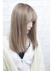 ミルクティーカラー艶髪ロングヘアストレートヘア錦糸町北口