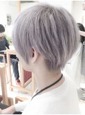 ツーブロックショートレイヤーかき上げコンマヘアツイストパーマ