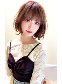 大人可愛いミディアムレイヤー ニュアンスパーマ