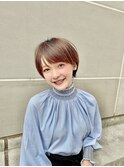 代々木　ナチュラルピンクスイートAラインの甘辛ショートボブ