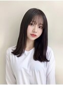 人気のミディアムスタイル/黒髪でもかわいい/ワイドバング