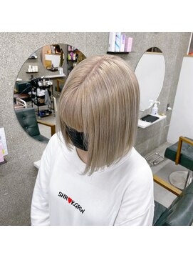 ラル(Lull) 【ミルクティーベージュ×ボブ】ケアブリーチ/ダブルカラー/個室