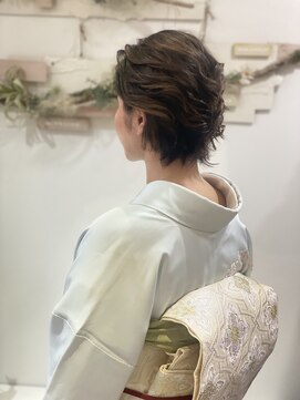 ヘアセットサロンエッジ(Edge) ショートさんの訪問着でお仕事ヘアセット