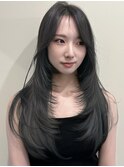 韓国風/レイヤー/小顔/前髪カット/髪質改善/グレージュ/透明感