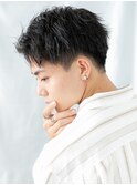 20代30代アップバングアッシュブラックフェードスタイルa与野