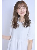 セミロング×ウェーブ