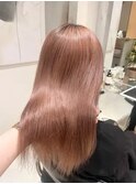 柔らかピンクベージュ/ブリーチなしダブルカラー