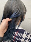 ミディアムボブ/切りっぱなしボブ/インナーブルー