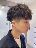 大宮波巻きスパイラルパーマツイストパーマメンズマッシュウルフ