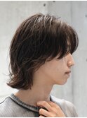 渋谷メンズミディアムメンズボブウルフ緩めスパイラルパーマ