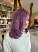 レイヤーカット×ピンクバイオレット