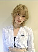 ハッシュカット×ブロンドベージュ