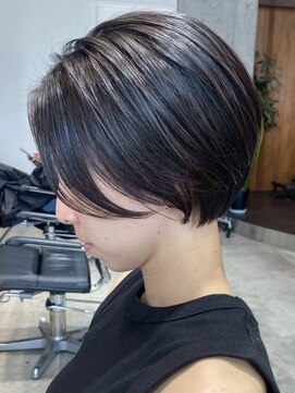 エリマ 横浜西口(elima) 横浜西口白髪染めマッシュショートヘアッシュベージュ40代50代